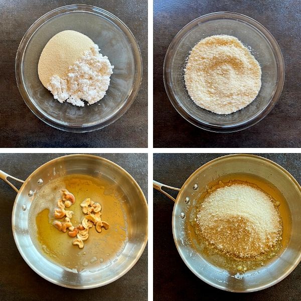 rava and coconut added to ghee
