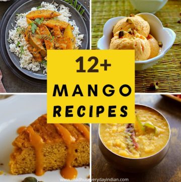 collage of 4 pics of mango