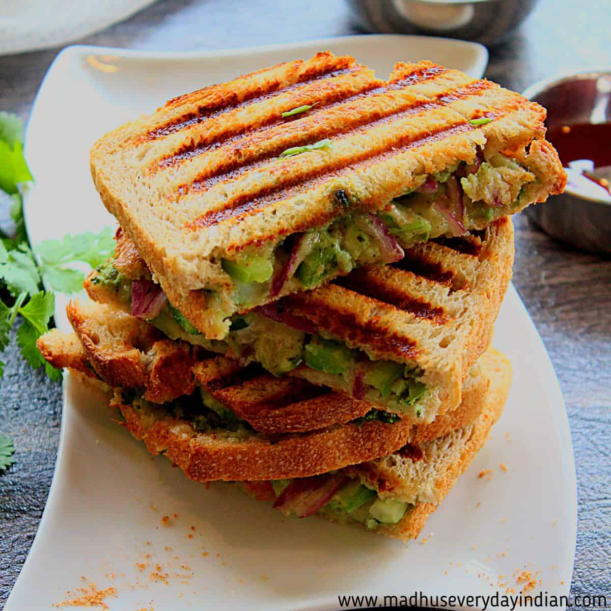 paneer sandwich recipe  how to make grilled paneer sandwich recipe
