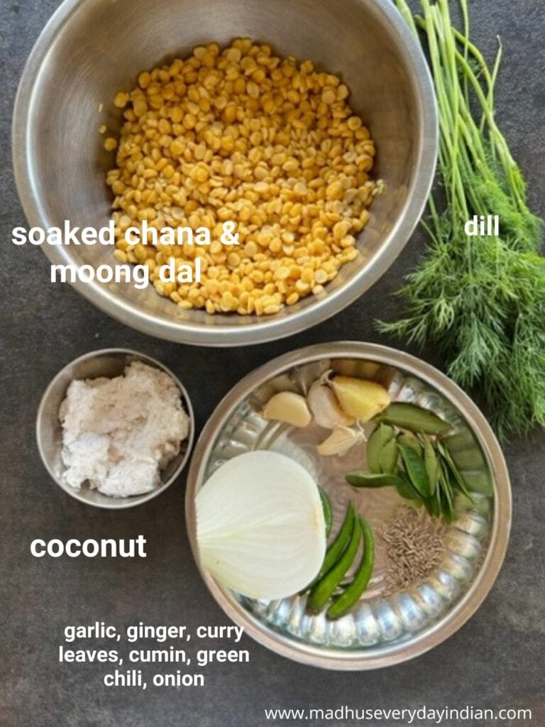 dals, coconut, onion and herbs shown in the picture
