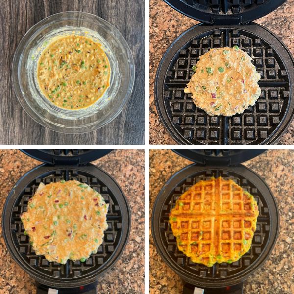 batter mixed and cooked in a waffle maker