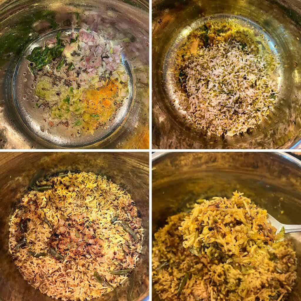 onions, spices m rice and dal cooked in the instant pot