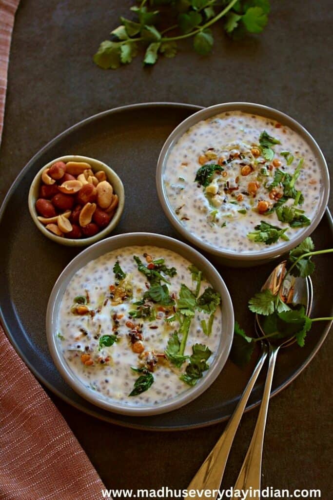 2 cups of chia yogurt rice served with a side of peanuts