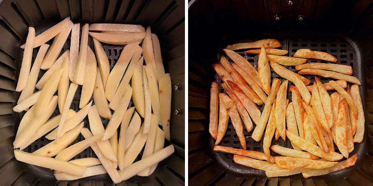fries cooked in the air fryer till golden