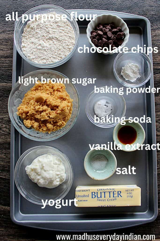 pic of all the ingredients needed to make eggless blondies