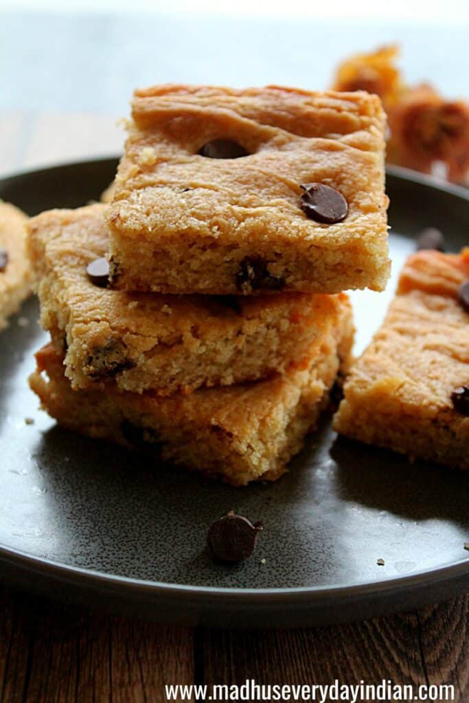 blondies stacked in a plate