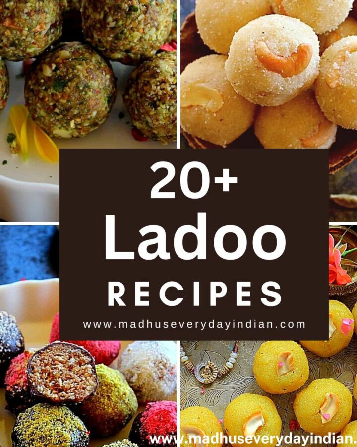 collage of ladoo recipes pictures