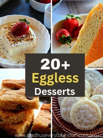 collage of eggless dessert recipes