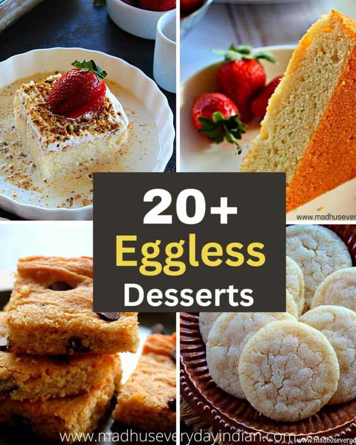 collage of eggless dessert recipes