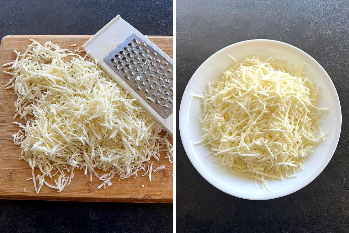 grated paneer with the grater